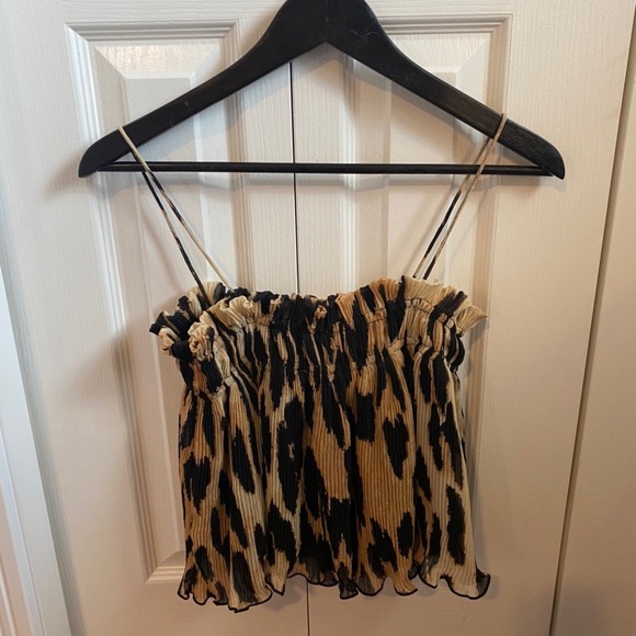 GANNI PLEATED GEORGETTE STRAP TOP - Picture 3 of 4